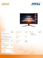MSI Monitor 27 cali G27C4X VA CURVED/LED/FHD/NonTouch/250Hz - G27C4X - Zdjęcie 6