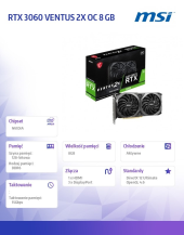 MSI Karta graficzna GeForce RTX 3060 VENTUS 2X OC 8 GB GDDR6 128bit 3DP/HDMI - GEFORCE RTX 3060 VENTUS 2X 8G OC - Zdjęcie 6