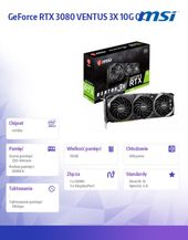 MSI Karta graficzna GeForce RTX 3080 VENTUS 3X OC 10GB GDDR6X 320bit 3DP/HDMI  - GeForce RTX 3080 VENTUS 3X 10G OC - Zdjęcie 2
