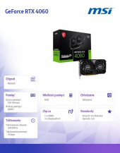 MSI Karta graficzna GeForce RTX 4060 Ventus 2X Black OC 8GB GDDR6 128bit - GeForce RTX 4060 VENTUS 2X BLACK 8G OC - Zdjęcie 6