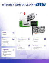 MSI Karta graficzna RTX 4060 VENTUS 2X WHITE OC 8GB GDDR6 128bit  - GeForce RTX 4060 VENTUS 2X WHITE 8G OC - Zdjęcie 6