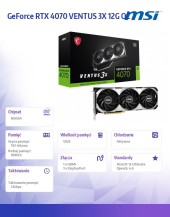 MSI Karta graficzna GeForce RTX 4070 VENTUS 3X 12G OC GDDRX6 192bit 3DP - GeForce RTX 4070 VENTUS 3X 12G OC - Zdjęcie 2