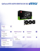 MSI Karta graficzna GeForce RTX 4070 VENTUS 3X 12G OC GDDRX6 192bit 3DP - GeForce RTX 4070 VENTUS 3X E 12G OC - Zdjęcie 6