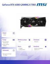 MSI Karta graficzna GeForce RTX 4080 GAMING X TRIO 16GB GDDR6X 256bit 3DP/HDMI - GeForce RTX 4080 16GB GAMING X TRIO - Zdjęcie 2