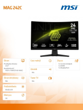 MSI Monitor MAG 242C 23.6 cala/LED/FHD/Curve/180Hz/Black  - MAG 242C - Zdjęcie 6