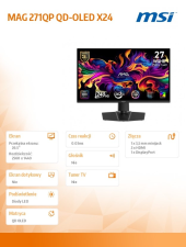 MSI Monitor MAG 271QP QD-OLED X 24/26.5 cali/FLAT/QD-LED/WQHD/240Hz/Black  - MAG 271QP QD-OLED X24 - Zdjęcie 6