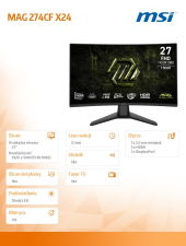 MSI Monitor MAG 274CF X24  27cali/LED/FHD/CURVE/240Hz/Black  - MAG 274CF X24 - Zdjęcie 6