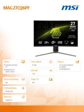 MSI Monitor  MAG 27CQ6PF    27 cali/LED/QHD/Zakrzywiony/180Hz/Czarny - MAG 27CQ6PF - Zdjęcie 8