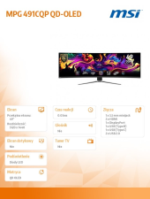 MSI Monitor MPG 491CQP QD-OLED 49 cali/LED/QD-OLED/Zakrzywiony/144Hz/Czarny - MPG 491CQP - Zdjęcie 6