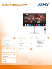 MSI Monitor 27 cali Modern MD272UPSW LED/UHD/Flat/60Hz/biały - Modern MD272UPSW - Zdjęcie 6