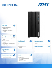 MSI Komputer PRO DP180 14A-878EU WIN11H/i5-14400/16GB/512GB/WiFi/BT/Black - PRO DP180 14A-878EU - Zdjęcie 2