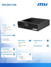 MSI Komputer PRO DP21 14M-243BEU nOS i5-14400/WiFi/BT/Black - PRO DP21 14M-243BEU - Zdjęcie 2