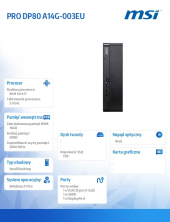 MSI Komputer PRO DP80 A14G-003EU WIN11PRO/Intel Core i7-14700/16GB/512 GB SSD/Czarny - PRO DP80 A14G-003EU - Zdjęcie 3