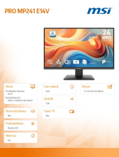 MSI Monitor PRO MP241 E14V 23.8 cala/ LED/FHD/FLAT/144Hz/Czarny - PRO MP241 E14V - Zdjęcie 7
