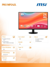 MSI Monitor 23.8 cala PRO MP242L LED/FHD/Flat/100Hz/czarny - PRO MP242L - Zdjęcie 7