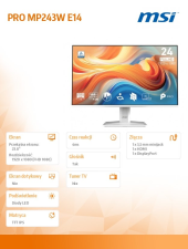 MSI Monitor PRO MP243W E14 23.8 cala LED/FHD/FLAT/144Hz/biały - PRO MP243W E14 - Zdjęcie 6