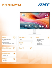 MSI Monitor PRO MP251W E2 24.5 cala/LED/FHD/Flat/120Hz/Biały - PRO MP251W E2 - Zdjęcie 7