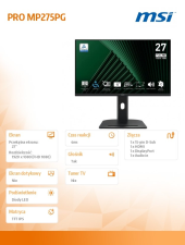 MSI Monitor PRO MP275PG    27 cali/LED/FHD/Flat/100Hz/Czarny - PRO MP275PG - Zdjęcie 9