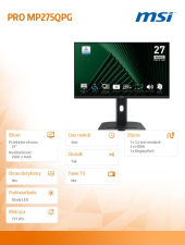 MSI Monitor PRO MP275QPG 27 cali LED/WQHD/Flat/100Hz/Black  - PRO MP275QPG - Zdjęcie 9