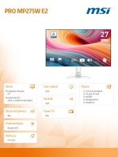 MSI Monitor PRO MP275W E2  27 cali/LED/FHD/FLAT/120Hz/Biały - PRO MP275W E2 - Zdjęcie 7