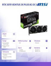 MSI Karta graficzna RTX 3070 VENTUS 3X PLUS OC 8GB GDDR6X 256bit 3DP/HDMI  - RTX 3070 VENTUS 3X PLUS 8G OC LHR - Zdjęcie 5