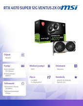 MSI Karta graficzna RTX 4070 SUPER 12G VENTUS 2X OC GDDRX6 192bit  - RTX 4070 SUPER 12G VENTUS 2X OC - Zdjęcie 7