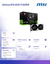 MSI Karta graficzna GeForce RTX 4070 Ti SUPER 16G VENTUS 2X OC GDDRX6 192bit - RTX 4070 Ti SUPER 16G VENTUS 2X OC - Zdjęcie 7