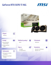MSI Karta graficzna GeForce RTX 5070 Ti 16G INSPIRE 3X OC PLUS GDDR7 256bit - RTX 5070 Ti 16G INSPIRE 3X OC - Zdjęcie 8