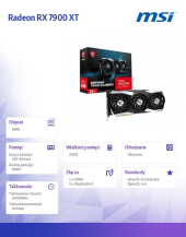 MSI Karta graficzna Radeon RX 7900 XT Gaming Trio Classic 20G GDDR6 320bit - RX 7900 XT GAMING TRIO CLASSIC 20G - Zdjęcie 6