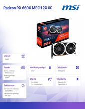 MSI Karta graficzna Radeon RX 6600 XT MECH 2X 8GB 128bit GDDR6 3DP/HDMI - Radeon RX 6600 MECH 2X 8G - Zdjęcie 6