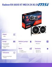 MSI Karta graficzna Radeon RX 6600 XT MECH 2X OC 8 GB 128bit GDDR6 3DP/HDMI - Radeon RX 6600 XT MECH 2X 8G OC - Zdjęcie 6