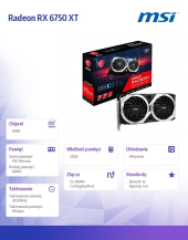MSI Karta graficzna Radeon RX 6750 XT MECH 2X 12G OC 192bit GDDR6 3DP/HMDI - Radeon RX 6750 XT MECH 2X 12G OC - Zdjęcie 6