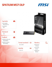 MSI Dysk SSD SPATIUM M571 DLP 2TB M.2 PCIe 5.0 14500/11000 - S78-440Q1K0-P83 - Zdjęcie 6