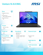 MSI Notebook Venture 16 AI A1MG-039XPL nOS/ICU5-125H/16GB/512SSD/ARC/16''/3Y  - Venture 16 AI A1MG-039XPL - Zdjęcie 6