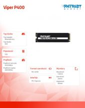 PATRIOT Dysk SSD 1TB Viper P400 5000/4800 MB/s M.2 Gen4 x4 NVMe 1.3 - P400P1TBM28H - Zdjęcie 2