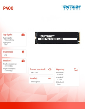 PATRIOT Dysk SSD 2TB P400 4900/4400 MB/s 2280 M.2 PCIe Gen4  - P400P2TBM28H - Zdjęcie 2