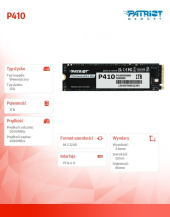 PATRIOT Dysk SSD 1TB P410 PCIe M.2 Gen4 x4 NVMe 1.4 2280 5000/4500MB/s  - P410P1TBM28H - Zdjęcie 2