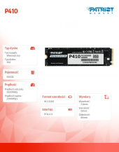 PATRIOT Dysk SSD 500GB P410 PCIe M.2 Gen4 x4 NVMe 1.4 2280 5000/2300MB/s  - P410P500GM28H - Zdjęcie 2