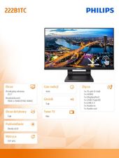 PHILIPS Monitor 21.5 cali 222B1TC IPS Touch HDMI DP - 222B1TC/00 - Zdjęcie 5
