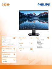 PHILIPS Monitor 240B9 24.1 cala IPS 16:10 DVI HDMI DP Pivot - 240B9/00 - Zdjęcie 6