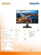 PHILIPS Monitor 243B1 23.8 IPS HDMI DP USB-C Pivot  - 243B1/00 - Zdjęcie 5