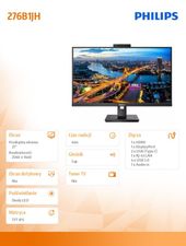 PHILIPS Monitor 276B1JH 27 cali IPS HDMI DP USB-C Pivot Kamera - 276B1JH/00 - Zdjęcie 7