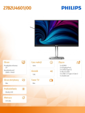 PHILIPS Monitor 27B2U4601 27 cali IPS 120Hz HDMI DP RJ45 USB-C Pivot Głośniki - 27B2U4601/00 - Zdjęcie 8