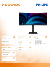 PHILIPS Monitor 34B2U3600C 34 cale Curved VA HDMIx2 DP HAS RJ-45  - 34B2U3600C/00 - Zdjęcie 8
