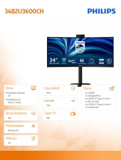 PHILIPS Monitor 34 cale 34B2U3600CH Curved VA HDMIx2 DP HAS USB-C RJ45 KVM - 34B2U3600CH/00 - Zdjęcie 4