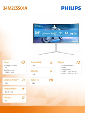 PHILIPS Monitor 34 cale 34M2C5501A Curved VA 180Hz HDMIx2 DP HAS Ambiglow - 34M2C5501A/00 - Zdjęcie 4
