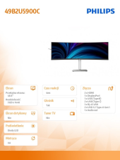 PHILIPS Monitor 49B2U5900C 48.8 cala VA 75Hz HDMIx2 DP USB-C RJ45 HAS - 49B2U5900C/00 - Zdjęcie 8