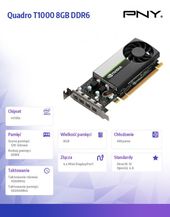 PNY Karta graficzna Quadro T1000 8GB DDR6 VCNT1000-8GB-PB  - VCNT1000-8GB-PB - Zdjęcie 5