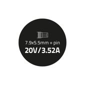 QOLTEC Zasilacz dedykowany do IBM 20V | 3.52A | 7.9*5.5+pin  - 50013.65W - Zdjęcie 3
