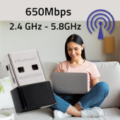 QOLTEC Ultraszybki bezprzewodowy mini adapter USB Wi-Fi | standard AC | 650Mbps  - 50664 - Zdjęcie 6